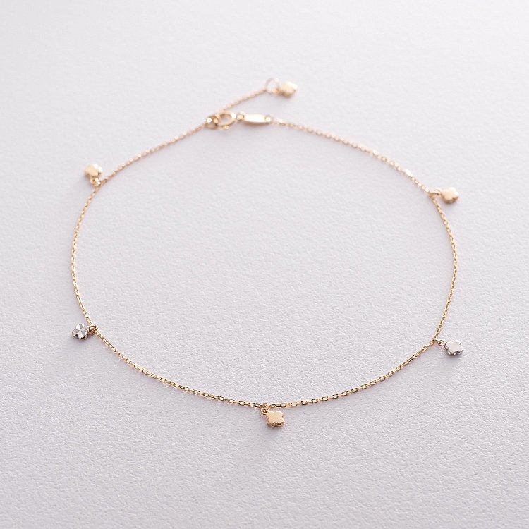 Золотий браслет на ногу "Конюшина" б04214 від ювелірного магазину Онікс