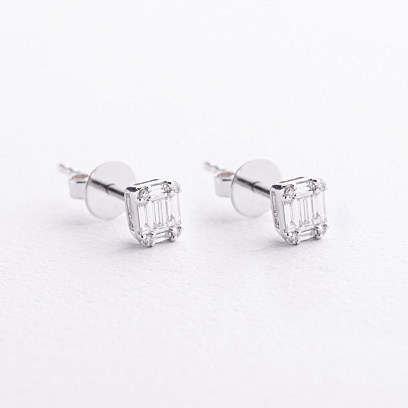 Сережки - пусети в білому золоті (діаманти) сб0695va №2