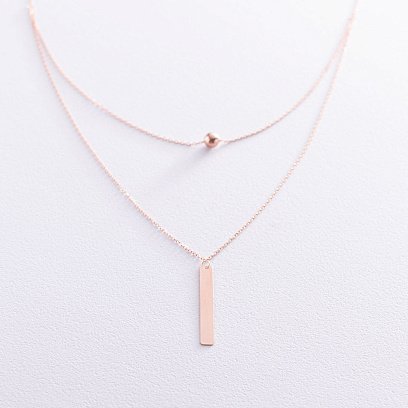 Колье с шариком в красном золоте (возможна гравировка) кол01718