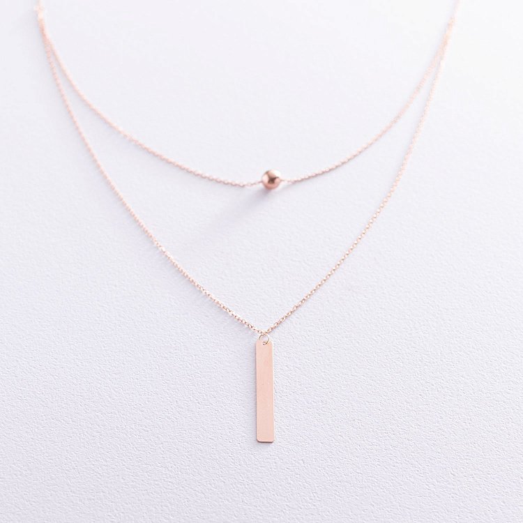 Колье с шариком в красном золоте (возможна гравировка) кол01718 от ювелирного магазина Оникс