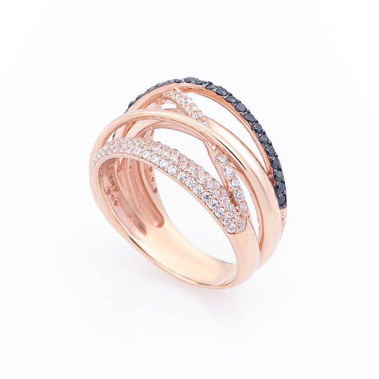 Золота каблучка з фіанітами к222 від ювелірного магазину Онікс