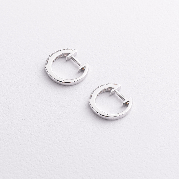 Золоті сережки - кільця з діамантами сб0660ri від ювелірного магазину Онікс - 1