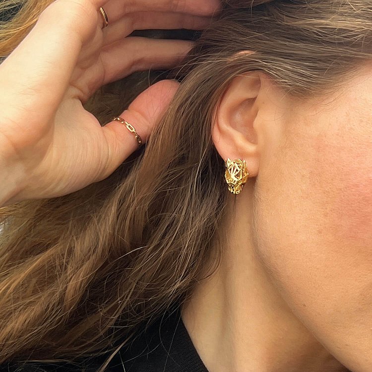 Серьги "Пантеры" в желтом золоте с08120 от ювелирного магазина Оникс - 1