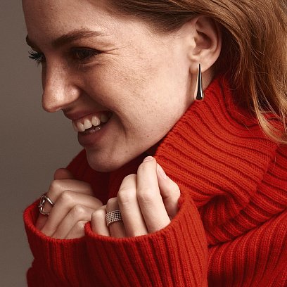 Каблучка "Рейчел" з кульками (біле золото) к07356 №9