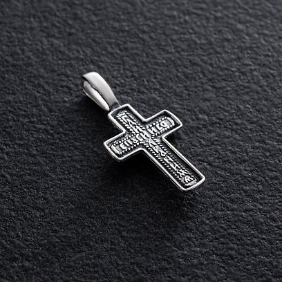 Срібний православний хрест "Розп'яття. Спаси і збережи" 133079 №5