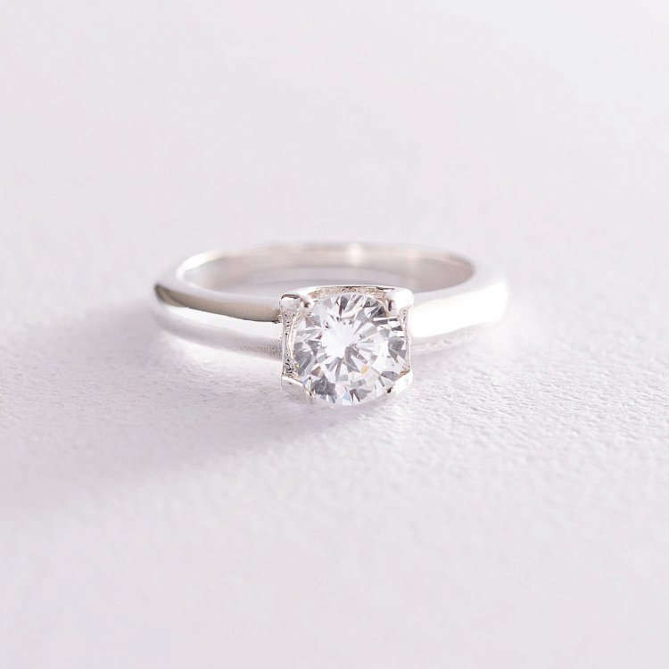 Серебряное кольцо с фианитом 111896 от ювелирного магазина Оникс - 2