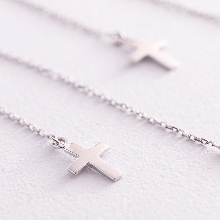 Золотые серьги - протяжки "Крестики" с07706 от ювелирного магазина Оникс - 3