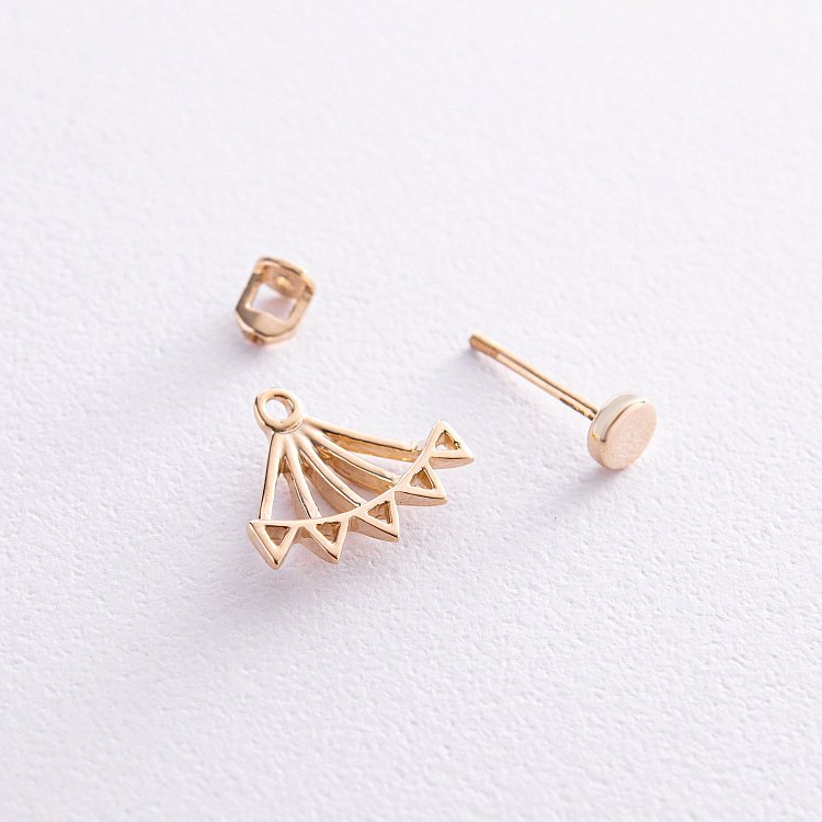 Серьги - джекеты "Фрида" в желтом золоте с07931 от ювелирного магазина Оникс - 2