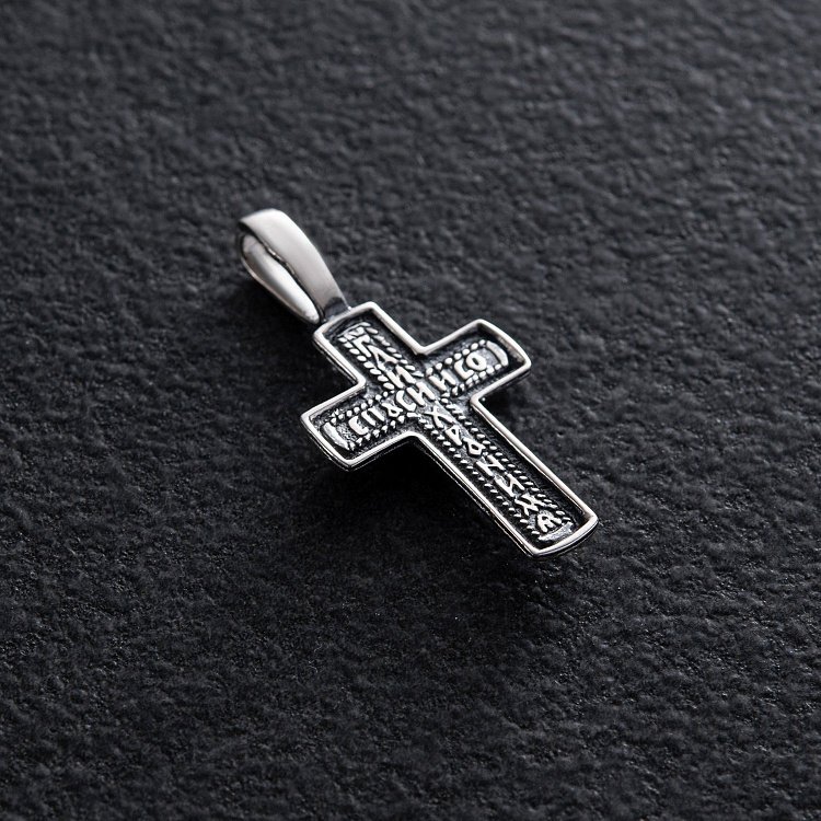Срібний православний хрест "Розп'яття. Спаси і збережи" 133079 від ювелірного магазину Онікс - 4