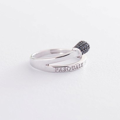 Золота каблучка "Сірник" (чорні фіаніти) к06289 №3