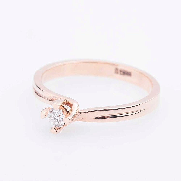 Ексклюзивна золота каблучка з діамантом кб03050 від ювелірного магазину Онікс - 1