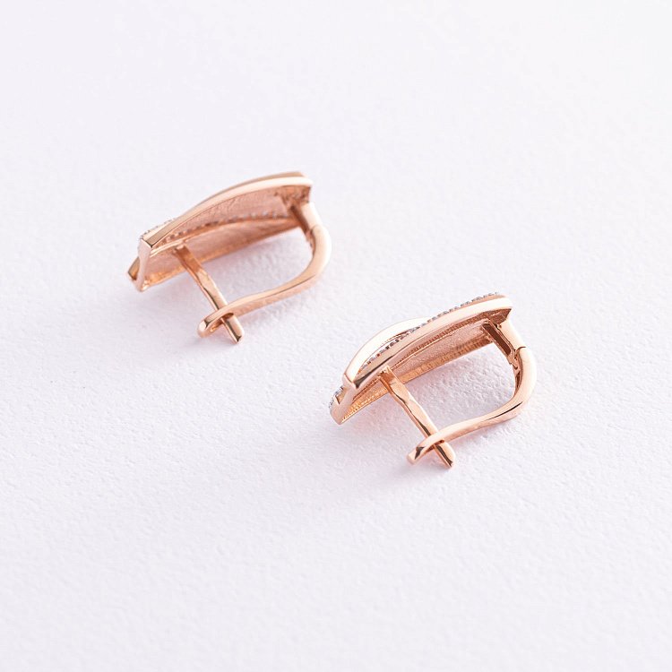 Золоті сережки з фіанітами с04610 від ювелірного магазину Онікс - 3