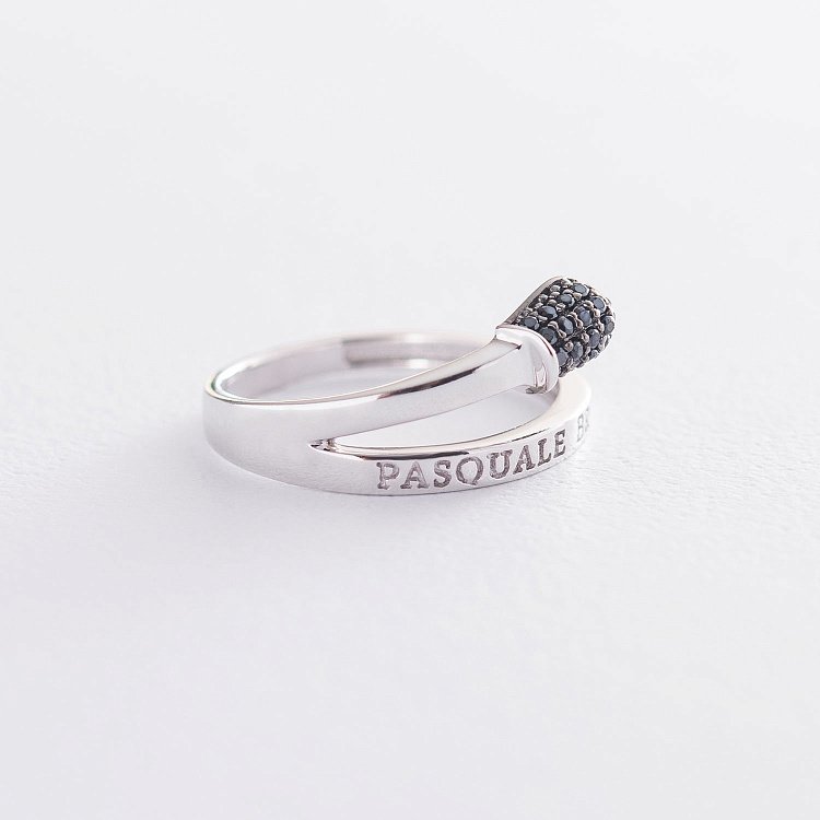 Золота каблучка "Сірник" (чорні фіаніти) к06289 від ювелірного магазину Онікс - 2