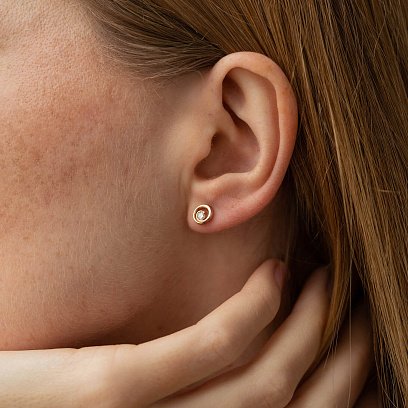 Золотые серьги - пусеты с бриллиантами 36792421 №4