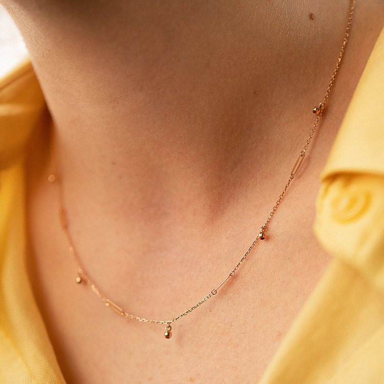 Колье с шариками в красном золоте кол02377 от ювелирного магазина Оникс - 6