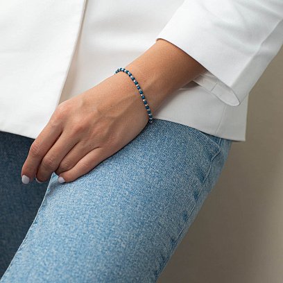 Серебряный браслет с искусственным лазуритом 141514 №3