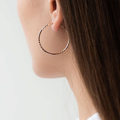 Серьги - кольца в красном золоте (3.4 см) с01878 №2