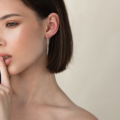 Серебряные серьги "Клео" с фианитами 4991 №9