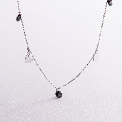 Золотий браслет "Сердечка і монетки" (фіаніти) на ногу б04901 №6