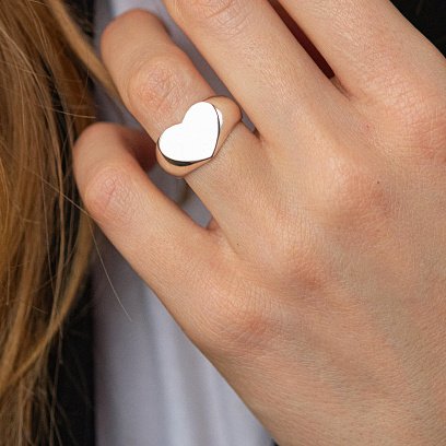 Серебряная печатка "Сердечко" (возможна гравировка) 112695