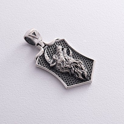 Срібний кулон "Вовк виє на місяць" 376 №10