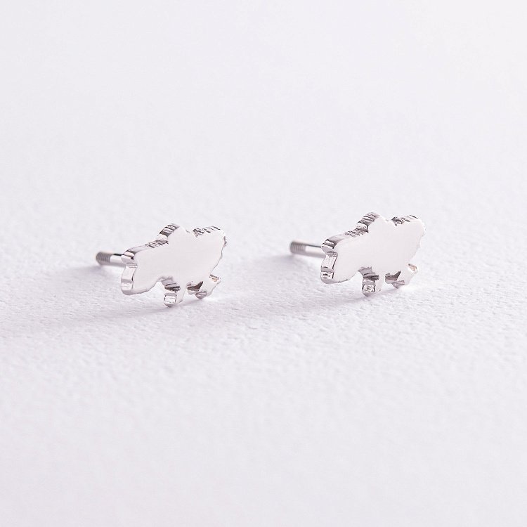 Сережки - пусети "Карта України" у білому золоті с08012 від ювелірного магазину Онікс