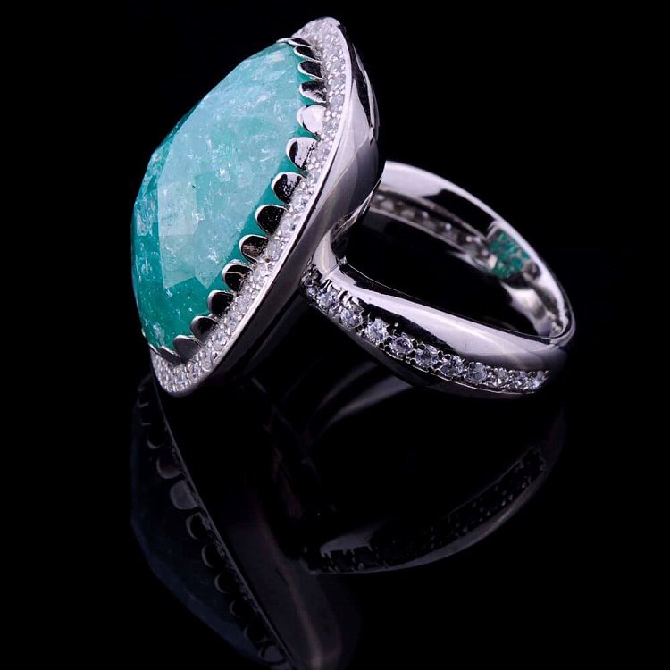 Женское кольцо с фианитами (родий) 111654 от ювелирного магазина Оникс - 2