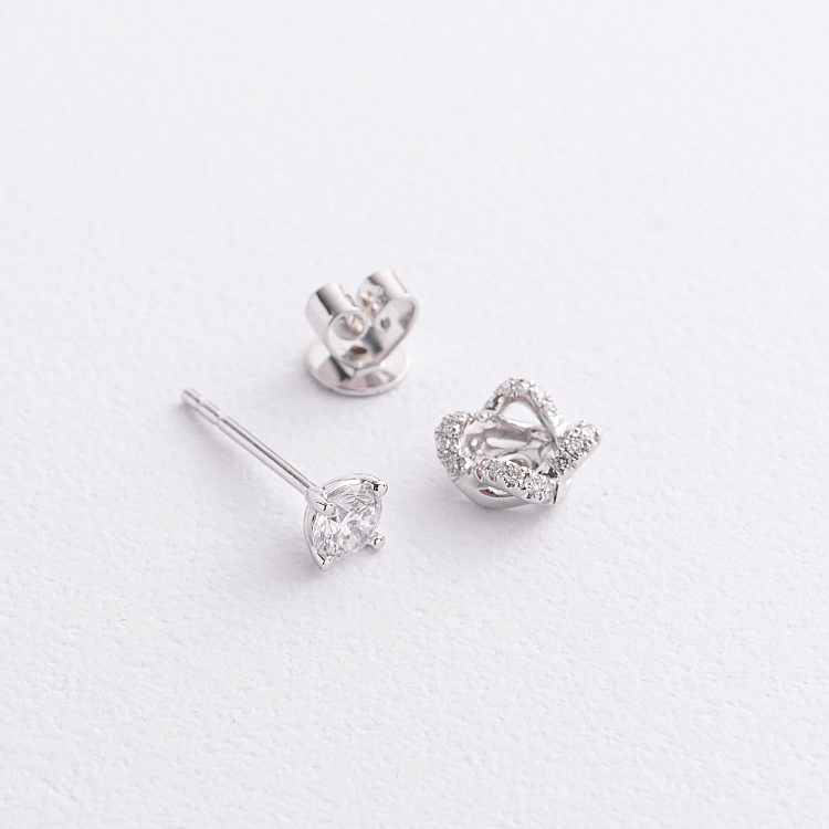 Золоті сережки - пусети "Квіточки" 2 в 1 з діамантами сб0615cha від ювелірного магазину Онікс - 1