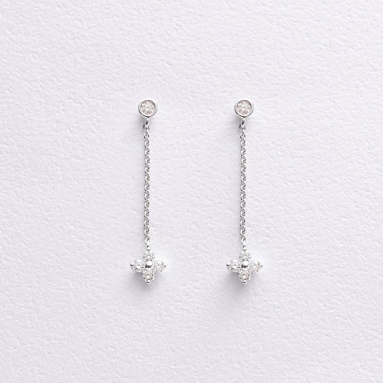 Золоті сережки - пусети "Конюшина" з діамантами сб0591lg від ювелірного магазину Онікс