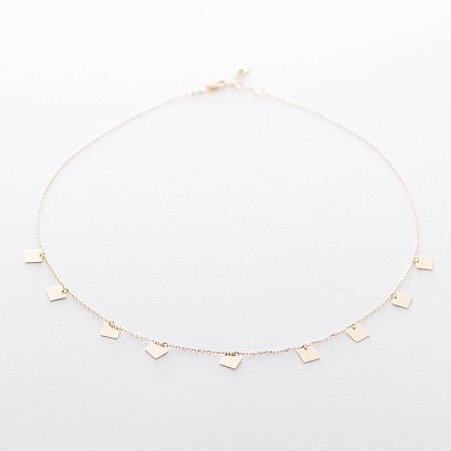 Золотое колье с квадратиками кол01448