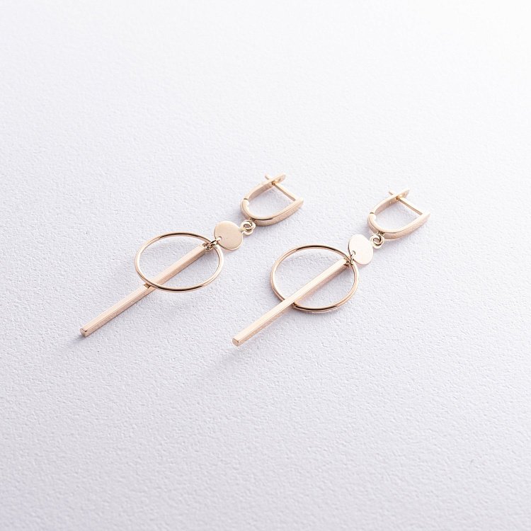 Серьги "Геометрия" в желтом золоте с08537 от ювелирного магазина Оникс - 2