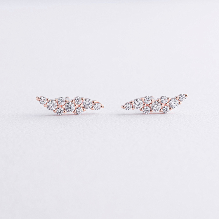 Сережки - пусети "Carla" з фіанітами (червоне золото) с09107 від ювелірного магазину Онікс