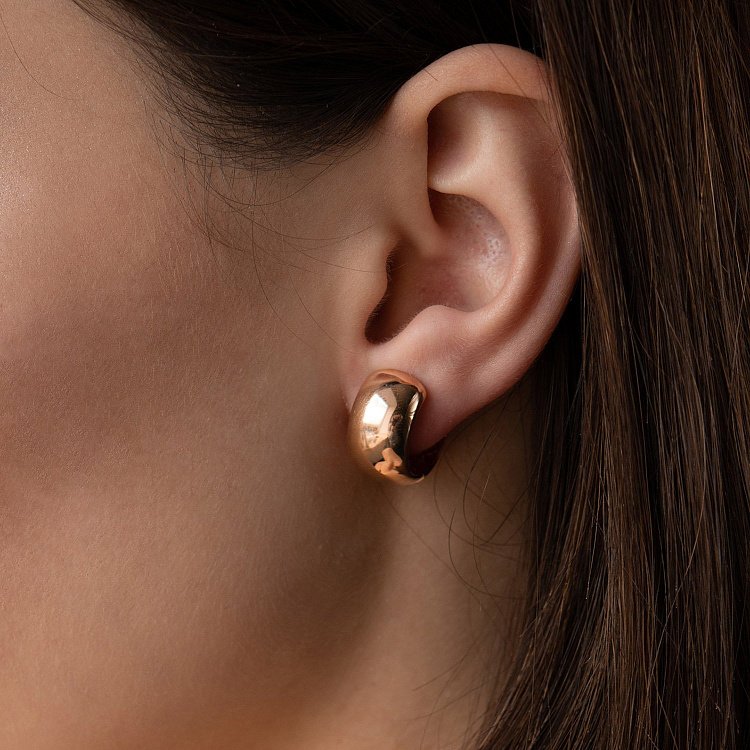 Серьги - кольца в красном золоте с07060 от ювелирного магазина Оникс - 7