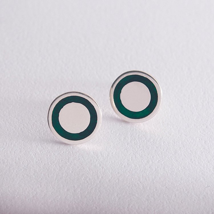 Серебряные серьги - пусеты (эмаль) 122650 от ювелирного магазина Оникс - 2