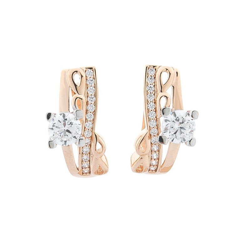 Золотые серьги с фианитами с05357 от ювелирного магазина Оникс