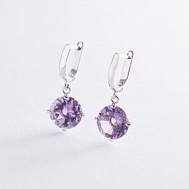Золоті сережки "Захоплення" (аметист) с05291