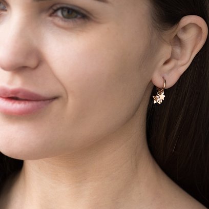 Золотые серьги-кольца Звездочки с06620 №2