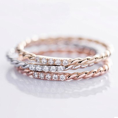 Кольцо "Мелоди" с фианитами (белое золото) к07548 №8