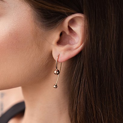 Золоті сережки "Натхнення" з кульками с07982 №4