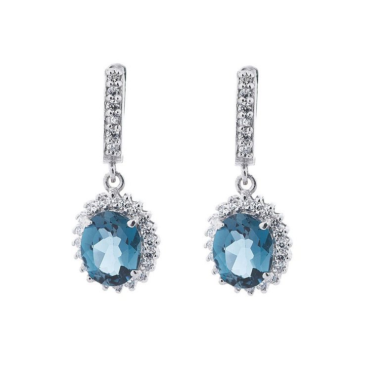Серебряные серьги с топазом "Лондон голубой" 121370 Серебряные серьги с топазом "Лондон голубой" 121370 от ювелирного магазина Оникс