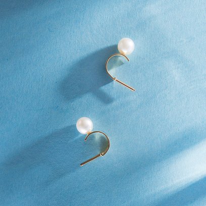 Сережки - пусети "Дарла" з перлами (жовте золото) с09075 №3