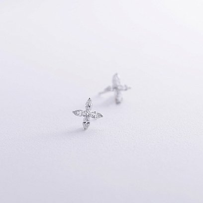 Золотые серьги - пусеты с бриллиантами сб0516sm №3