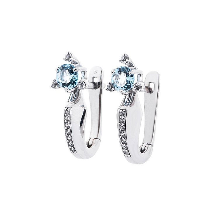 Золотые серьги с топазом swiss и фианитами 14050678 от ювелирного магазина Оникс