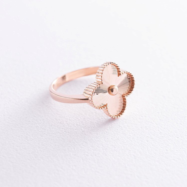 Каблучка "Конюшина" в червоному золоті к06394 Каблучка "Конюшина" в червоному золоті к06394 від ювелірного магазину Онікс