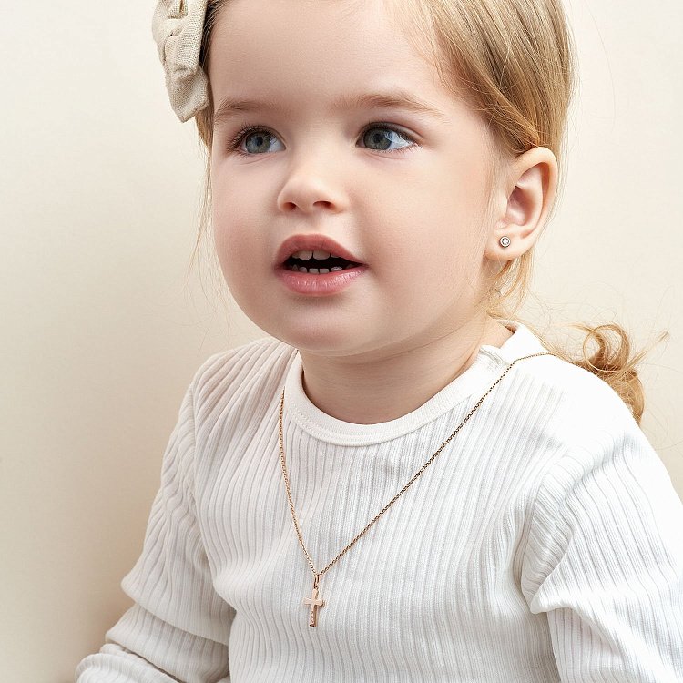 Хрестик у червоному золоті з діамантами 110982421 від ювелірного магазину Онікс - 5