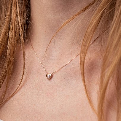 Золотое колье "Сердечко" с фианитом кол01233 №3