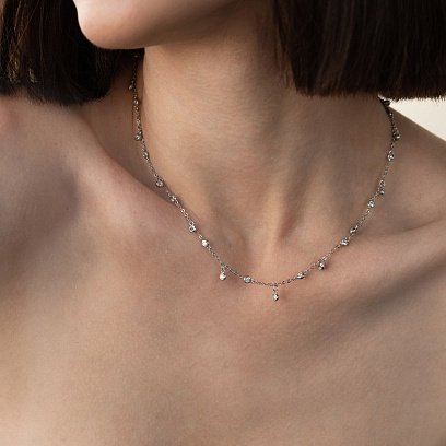 Серебряное колье с белыми фианитами 18995 №7