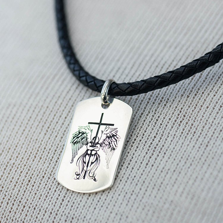 Срібний жетон "Ангел Охоронець. Молитва" (великий) 133350-8 від ювелірного магазину Онікс - 5