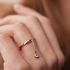 Золотое кольцо с подвеской (фианит) к06997 от ювелирного магазина Оникс - 4