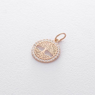 Золотой кулон "Древо жизни" с фианитами п03013